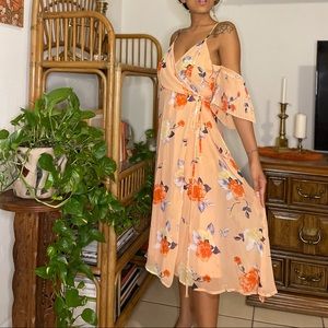 Lulus Peach Floral Flirty Dress